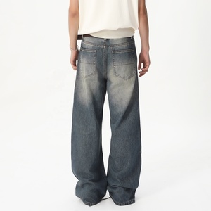 <span class=keywords><strong>Jeans</strong></span> da <span class=keywords><strong>Uomo</strong></span> Personalizzati in Denim Vintage Lavato, Oversize, in Cotone, a Gamba Larga e Dritta, Stile <span class=keywords><strong>Baggy</strong></span> - Product Image 3