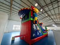 Château gonflable à double toboggan sur le thème de l'astronaute spatial, combo de jeu gonflable fusée de dessin animé pour parc d'attractions et carnaval pour enfants
