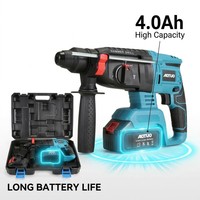 Marteau perforateur rotatif sans fil AOTUO 21V 26mm, perceuse à percussion électrique sans balais 3-en-1, outils électriques professionnels pour le béton