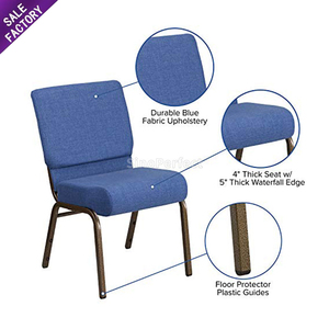 Sillas de Iglesia de Lujo Fabricadas en China, Sillas de Iglesia Apilables Acolchadas Azules de Diseño Moderno Personalizadas - Product Image 2