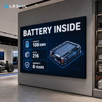 Mur LED interactif technique P1.86 pour laboratoire d'expérience des batteries de véhicules électriques avec fonctionnement stable 24h/24, installation fixe