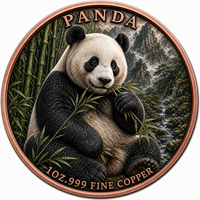 Pièce de monnaie Panda géant en cuivre fin .999 de 1 once, colorée, en relief 3D, médaillon de collection animalier, cadeau de présentation