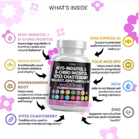 Complément Myo-Inositol & D-Chiro Inositol avec Vitex pour l'équilibre hormonal – Équilibre hormonal tout-en-un pour femmes
