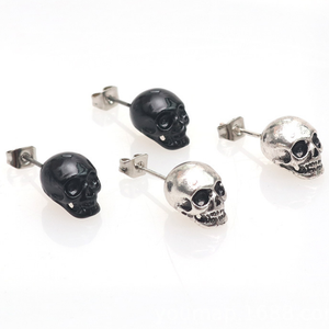 Fantasma negro pendientes de cráneo cabeza pendientes retro hombres y mujeres pendientes - Product Image 3