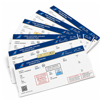 Papier thermique vierge pour cartes d'embarquement 54 x 200 mm, tickets pliés en accordéon avec zone noire et perforation