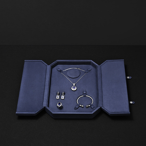 Caja de Joyería de Terciopelo FANXI con Botón para Joyas de Perlas, Estuche para Collares con Dos Puertas, Caja de Joyería con Logotipo Personalizable - Product Image 3