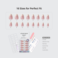 BTArtbox doux Gel XCOAT 3D Floral presse sur les ongles en gros court amande fait à la main bleu français pointe faux ongles