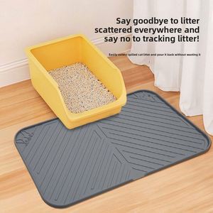 New 0.8cm Thick Rectangle Silicone Non-Slip Pet Feeding <b>Mat</b> & <b>Cat</b> Bowl Placemat Waterproof Dirt-Resistant Easy Clean - Product Image 3