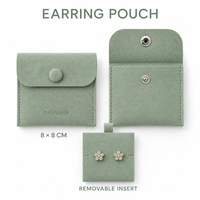 Pochette à bijoux en microfibre suédée avec logo personnalisé, fermeture à bouton pression, sac d'emballage pour boucles d'oreilles