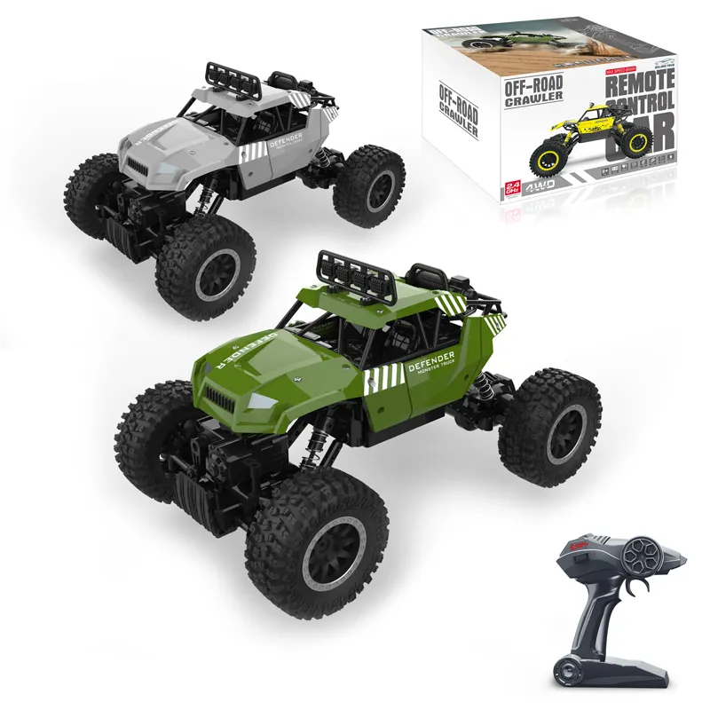 Custom 2.4G Hoge Snelheid 1:18 Groen Grijs Offroad Voertuig Rc 4X4 Monster Truck Speelgoed Voertuigen Elektronisch