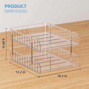 ที่จัดระเบียบเอกสารแบบใส ยกสูง วางซ้อนกันได้ 2 ชั้น สำหรับจัดเก็บเอกสารขนาด Letter/A4  พร้อมถาดใส่กระดาษ - Product Image 6