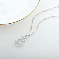Collier avec pendentif chat en argent sterling S925, plaqué rhodium, zircone cubique, bijoux mignons pour animaux, cadeau pour filles, fiançailles, mariage