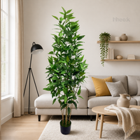 Arbre d'eucalyptus artificiel de 1,8 m (6 pieds) à tronc multiple, plante verte à feuilles longues pour la décoration de la maison, du bureau, de l'hôtel et du hall d'entrée - Vente en gros