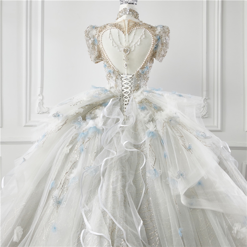 Ophelisa Luxury Cinderella Ball Gown Wedding Dress with Crystal Beading