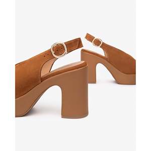 Sandales à talons pour femmes Nero Giardini E513646D en cuir marron suède, plateforme, talon haut, bout ouvert, pour l'été - Product Image 4