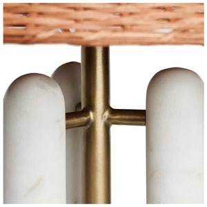 Lampe de table moderne en marbre avec abat-jour en rotin E27 LED 220V, éclairage décoratif pour chambre à coucher et salon - Product Image 2
