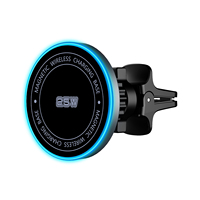 Chargeur de voiture sans fil magnétique 25W, support de ventilation, lumière RGB, charge rapide sans fil, compatible avec les smartphones iPhone
