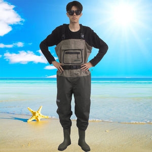 กางเกงตกปลาสีกากีกันน้ำสำหรับผู้ชายรองเท้าบูทยางขนาดพิเศษ - Product Image 4