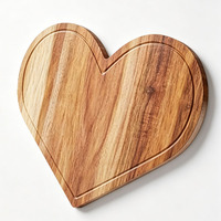 Houten snijplank met gepersonaliseerd logo, nieuw acaciahout, hartvormig, dubbelzijdig, serveerplank, dinerbord, Moederdag cadeau
