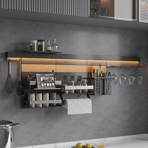 Cost-effective <strong>Storage</strong> Organizer Wall-mounted Kitchen Knife Spoon Utensils Holder <strong>Rack</strong> with <strong>Towel</strong> Hanger - Product Image 3