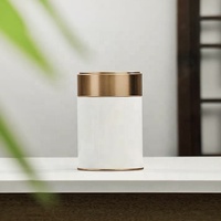 Boîte de rangement pour thé en métal ronde hermétique fantaisie avec double couvercle