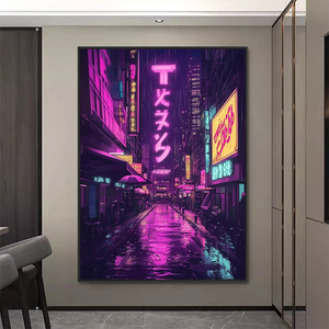 Parete estetica estetica Neon City tela stampa digitale giapponese dipinti urbano Street <span class=keywords><strong>Anime</strong></span> Art - Product Image 4