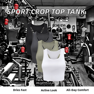 Wholesale Sleeveless Racerback Sports Crop <b>Top</b> Women Running Fitness Spandex Breathable Quick Dry Workout Tank Gym Active Wear - Product Image 2