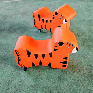 Adorables animaux <span class=keywords><strong>à</strong></span> <span class=keywords><strong>bascule</strong></span> en forme de dinosaure, tigre, vache, cheval avec roues, ensemble d'animaux <span class=keywords><strong>à</strong></span> <span class=keywords><strong>bascule</strong></span> souples pour enfants, idéal pour les fêtes de crèche - Product Image 2