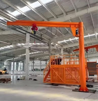 Grue à flèche montée sur colonne robuste de 1 à 10 tonnes avec palan électrique à chaîne
