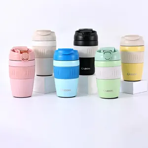 16oz 450ml Design Color Bulk Aço Inoxidável Thermal Travel Coffee Mug com Silicone Sleeve