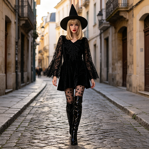 <span class=keywords><strong>Disfraz</strong></span> <span class=keywords><strong>de</strong></span> Payaso Negro <span class=keywords><strong>de</strong></span> Poliéster para Mujer con Sombrero <span class=keywords><strong>de</strong></span> <span class=keywords><strong>Bruja</strong></span> - Estilo <span class=keywords><strong>de</strong></span> TV y Cine <span class=keywords><strong>de</strong></span> los 70 para Adultos - Product Image 5