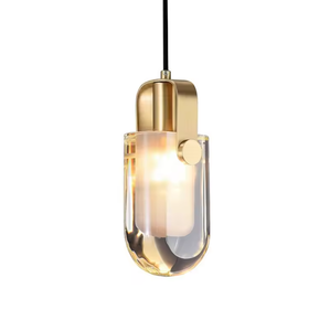Zeal Lighting Tendering Minimalist <b>Small</b> Bedroom Bedside Pendant <b>Light</b> Gold Crystal Pendant <b>Light</b> - Product Image 1