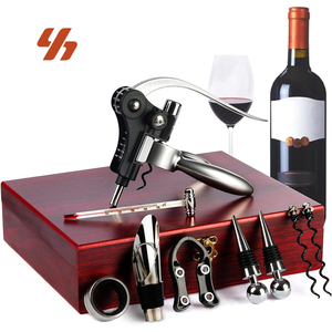 Kit d'ouverture de vin <span class=keywords><strong>professionnel</strong></span> <span class=keywords><strong>à</strong></span> succès, 9 pièces, <span class=keywords><strong>tire</strong></span>-<span class=keywords><strong>bouchon</strong></span> en acier inoxydable avec <span class=keywords><strong>bouchon</strong></span> sous vide, verseur, coupe-capsule, coffret cadeau - Product Image 1
