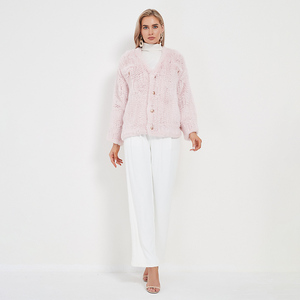 Cappotto in Vera <span class=keywords><strong>Pelliccia</strong></span> di Coniglio Lavorato a Maglia per Donna Pudi, Nuovissimo Cappotto Invernale Caldo per Ragazze, Giacca Maglione Taglie Forti Nero <span class=keywords><strong>Rosa</strong></span> CT123 - Product Image 5