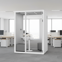Cabine de bureau silencieuse moderne ultra-mince à cadre en aluminium pour deux personnes, couleur personnalisable, mobile et extensible, pour hôtel, hôpital, atelier