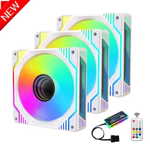 Ventilador RGB para jogos, caixa de PC de 120 mm, novo design de fábrica, ventilador colorido ARGB para computador, ventiladores ATX e torres de refrigeração, novo design de fábrica, 2024