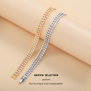 Fashion Chain <b>Bracelet</b> <b>Copper</b> Alloy Zircon Channel Setting Multi Strand Elegant Jewelry for Women - Product Image 5