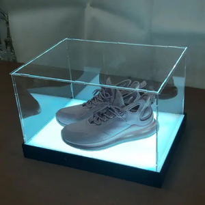 Factory Manufacturer Custom Showcase Box Crystal Drawer Clear Acrylic Sneaker Case Shoe Display With Led Light For Storage