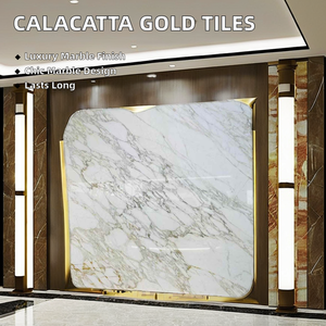Marmo <span class=keywords><strong>Marmol</strong></span> <span class=keywords><strong>Calacatta</strong></span> Oro, Nuevo Diseño de Baldosas para Piso de Sala de Estar de Villa, Mármol Blanco con Escaleras Doradas, Producto de Losa - Product Image 4
