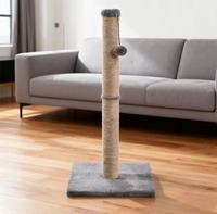Arbre à gratter vertical moderne pour chat, avec corde en sisal de qualité supérieure, jouet pour aiguiser les griffes, balle interactive, 2 niveaux, installation facile pour la maison