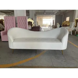 Hot Selling Ivoor Sofa Bruiloft Love Seat Wit Fluwelen Sofa