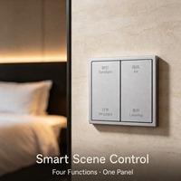 Interrupteur mural intelligent KNX 2 gangs 4 commandes 30V DC IP20 en PC avec application Smart Life pour immeubles de bureaux