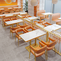 Ensemble de mobilier de restaurant commercial moderne de style luxueux, canapé en forme de banquette, tables et chaises combinées, restaurants, cafés, salons de thé, hamburgers, gâteaux