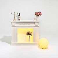 Manteau de cheminée sculpté de style rétro français, style crème, avec éclairage LED, meuble de rangement décoratif pour salon, B&B, hôtel