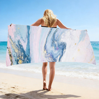 Oversized Rectangular Embroidered Luxury Modern Beach Towel Microfiber Sand Free Quick Dry Super Absorbent Soft Eco-Friendly