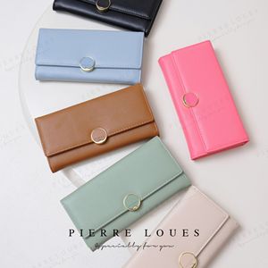 กระเป๋าสตางค์ผู้หญิง Pierre Loues แบบยาว มีซิป ความจุเยอะ ป้องกัน RFID สีพื้น สไตล์มาการอง ใช้ได้ทุกวัน - Product Image 2