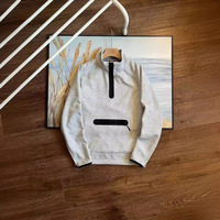 2025 Sweatshirt Homme Personnalisé à Logo, Pull Demi-Zip en Coton Tricoté Couche d'Air, Polaire Technique Décontractée pour Hommes