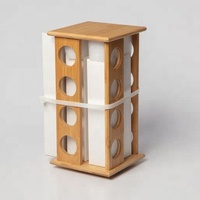 Organisateur de bouteille d'eau en bambou Porte-bouteilles en bambou Organisateur de support de stockage d'épices avec 16 pots