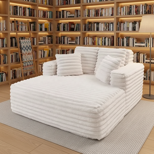 Striped Soft Fabric Modular Oversized Chaise Lounge <strong>Sofa</strong> with Layered Back <strong>Cushions</strong> Cozy Deep Seating <strong>for</strong> Modern Living Room - Product Image 6