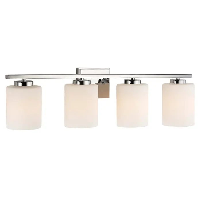UL Listed 4 Bulb Traditionelle Badezimmer-Waschtisch leuchte, Nickel gebürstet, weißer Glass chirm